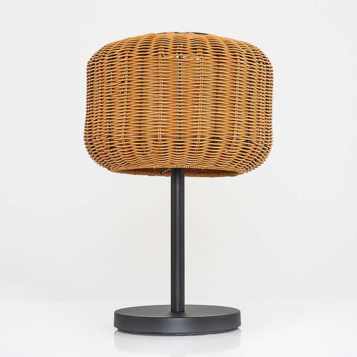 Opviq Lámpara de mesa solar de mimbre Negro y Roble Opviq Lámpara de mesa solar de mimbre Negro y Roble